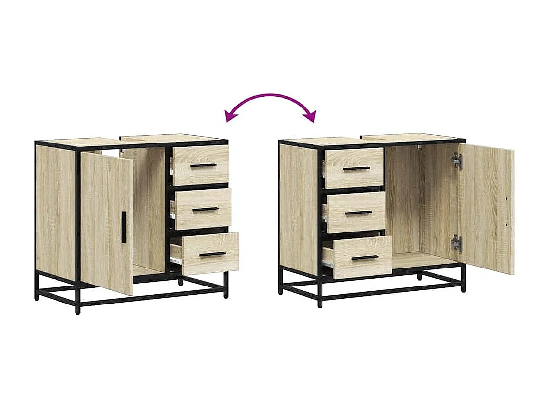 Armoire lavabo de salle de bain chêne sonoma bois d'ingénierie