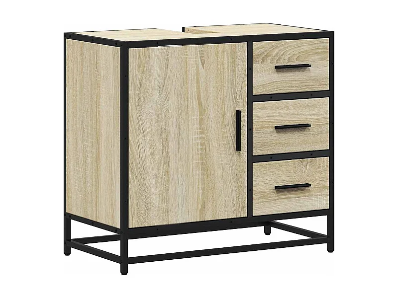 Armoire lavabo de salle de bain chêne sonoma bois d'ingénierie