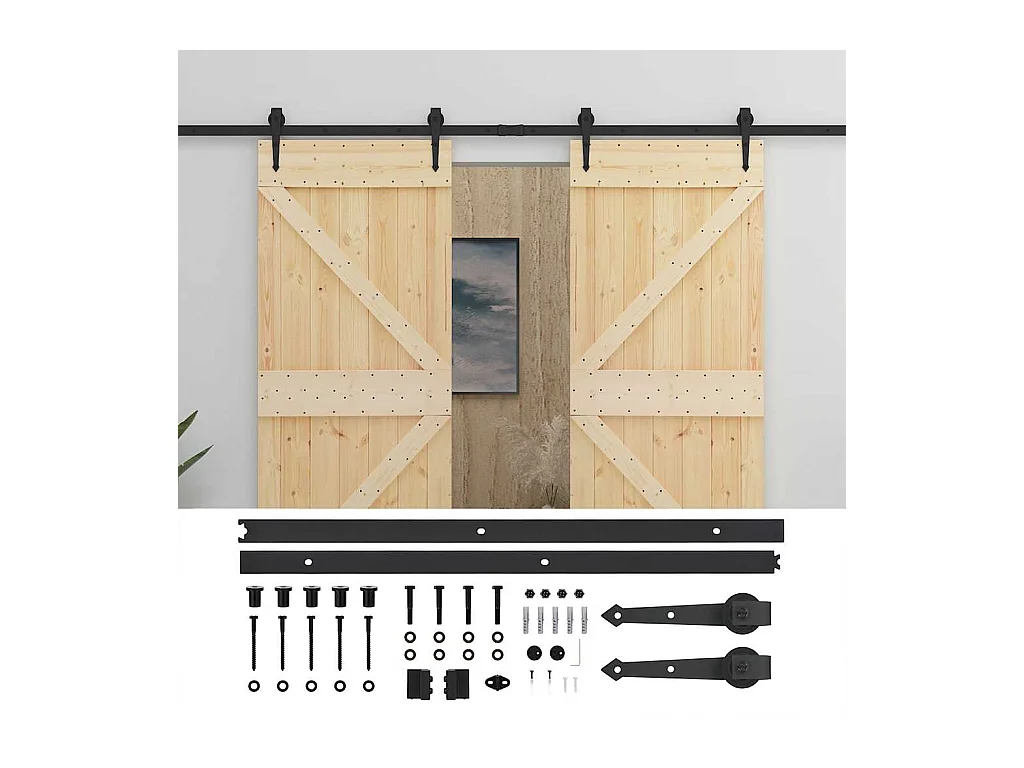 Schuifdeur met beslagset 80x210cm Massief grenen