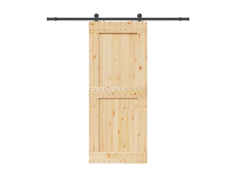 Schiebetür- und Beschlagsatz 95x210 cm, Kiefer massiv