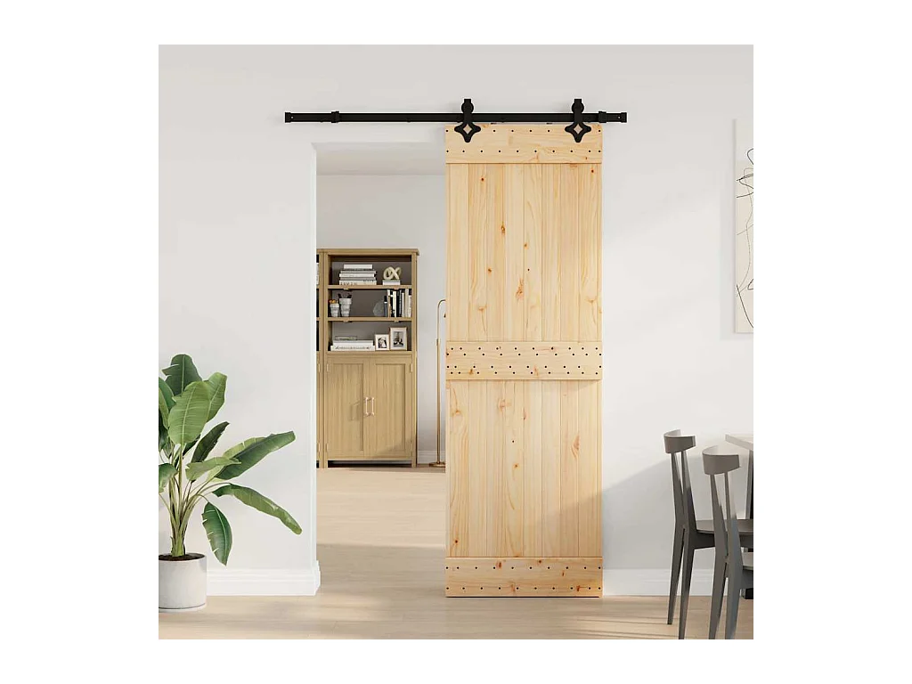 Porte coulissante et kit de quincaillerie 70x210 cm pin massif
