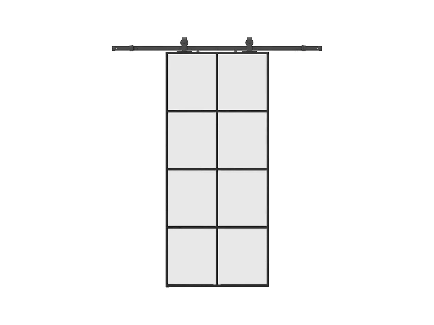 Porte coulissante kit de quincaillerie noir 90x205 cm verre ESG