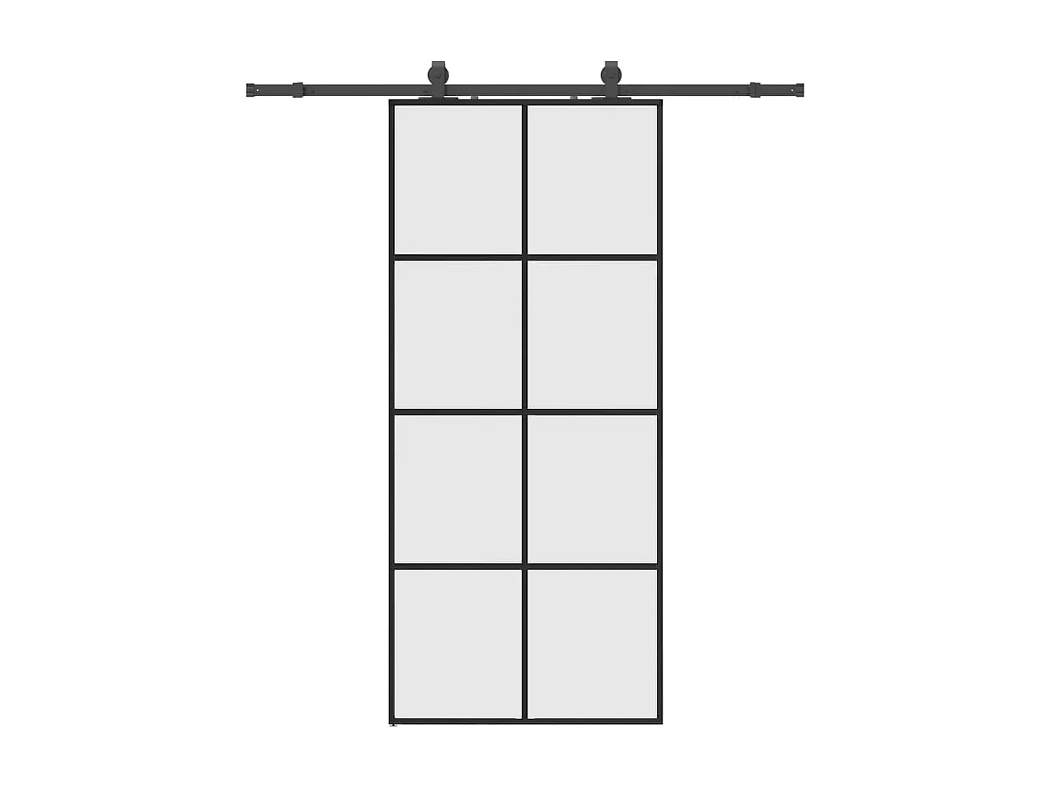 Schiebetürbeschlagsatz schwarz 90x205 cm ESG Glas