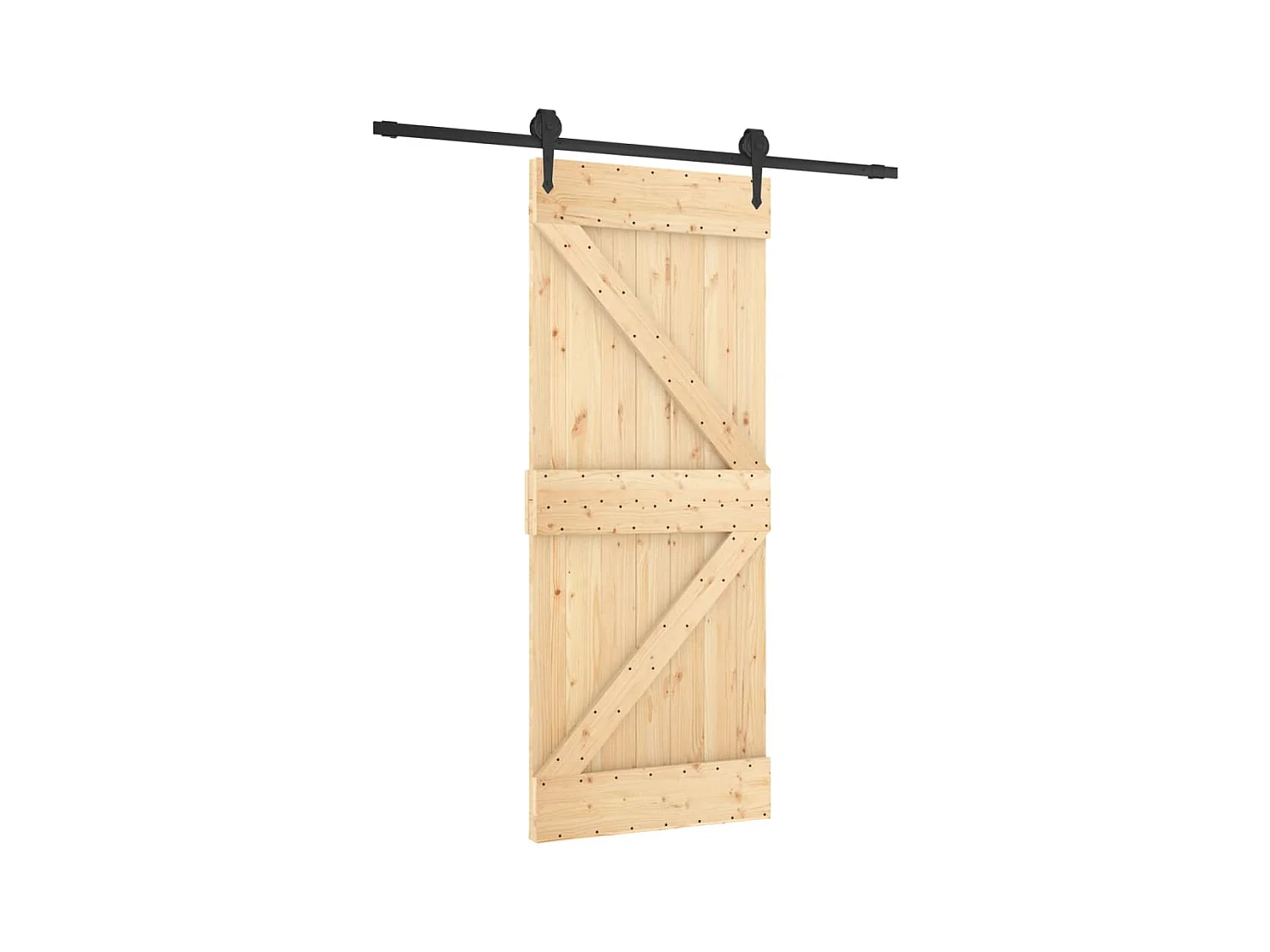 Kit porta scorrevole e ferramenta 85x210 cm in pino massello
