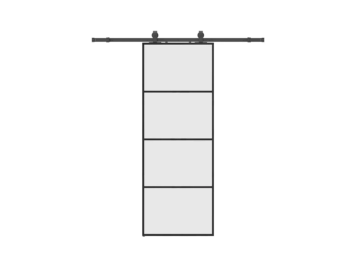 Schuifdeurbeslagset zwart 76x205 cm ESG-glas