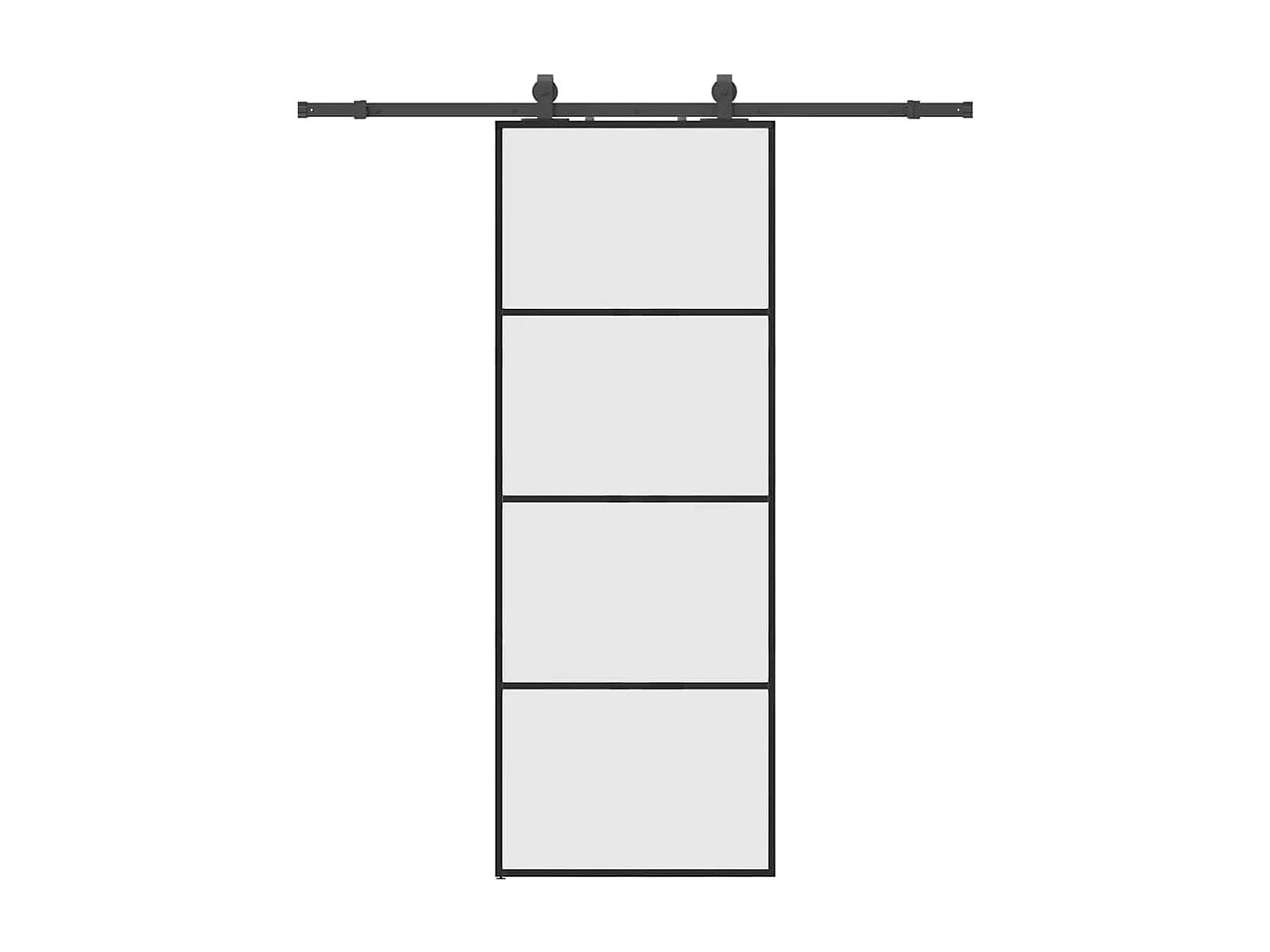 Porte coulissante kit de quincaillerie noir 76x205 cm verre ESG
