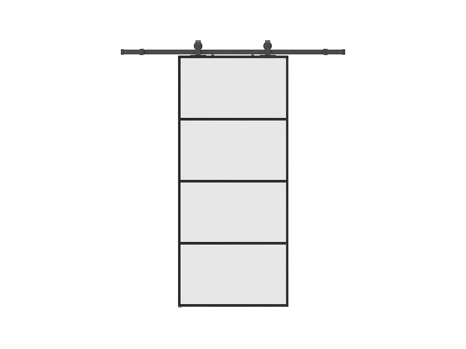 Porte coulissante kit de quincaillerie noir 90x205 cm verre ESG