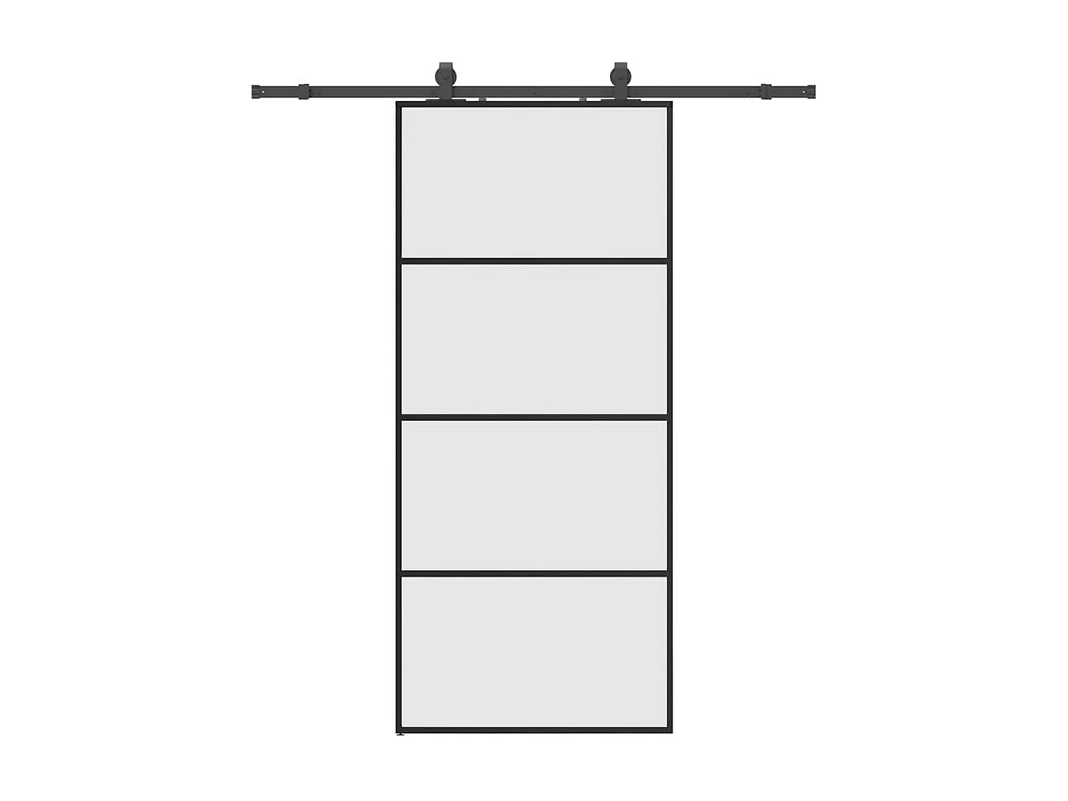 Porte coulissante kit de quincaillerie noir 90x205 cm verre ESG
