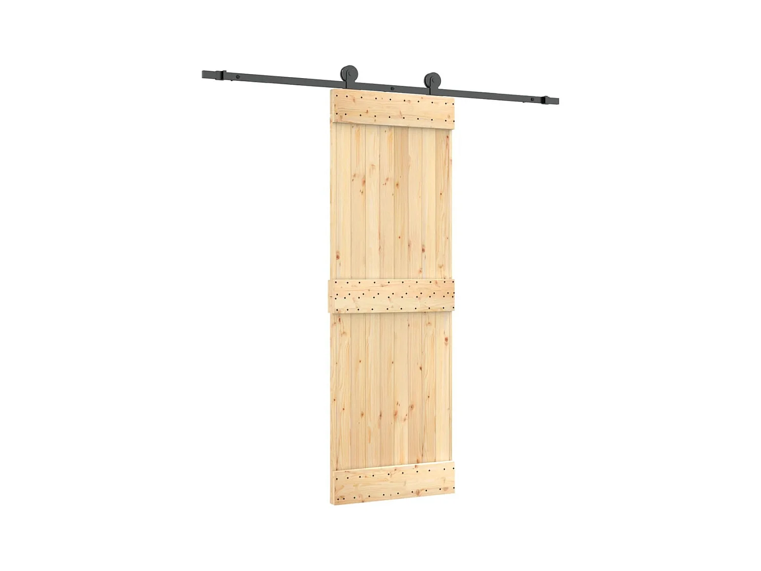 Kit porta scorrevole e ferramenta 70x210 cm in pino massello