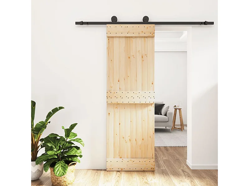 Kit porta scorrevole e ferramenta 70x210 cm in pino massello