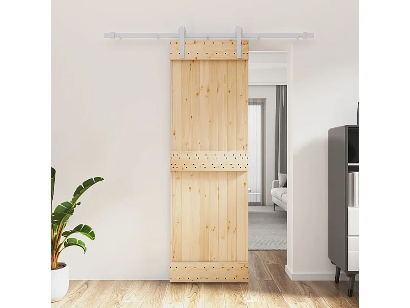 Schuifdeur en beslagset 70x210 cm massief grenen