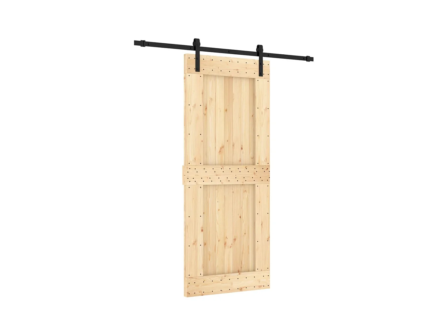 Porte coulissante et kit de quincaillerie 85x210 cm pin massif