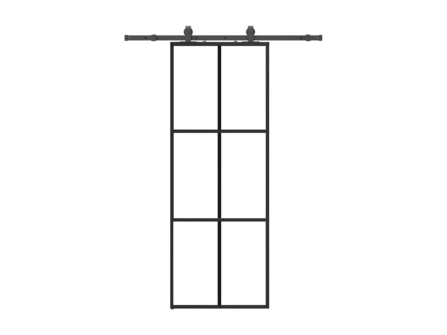 Schuifdeurbeslagset zwart 76x205 cm ESG-glas