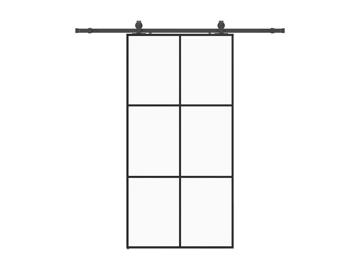 Schuifdeurbeslagset zwart 102x205cm ESG-glas