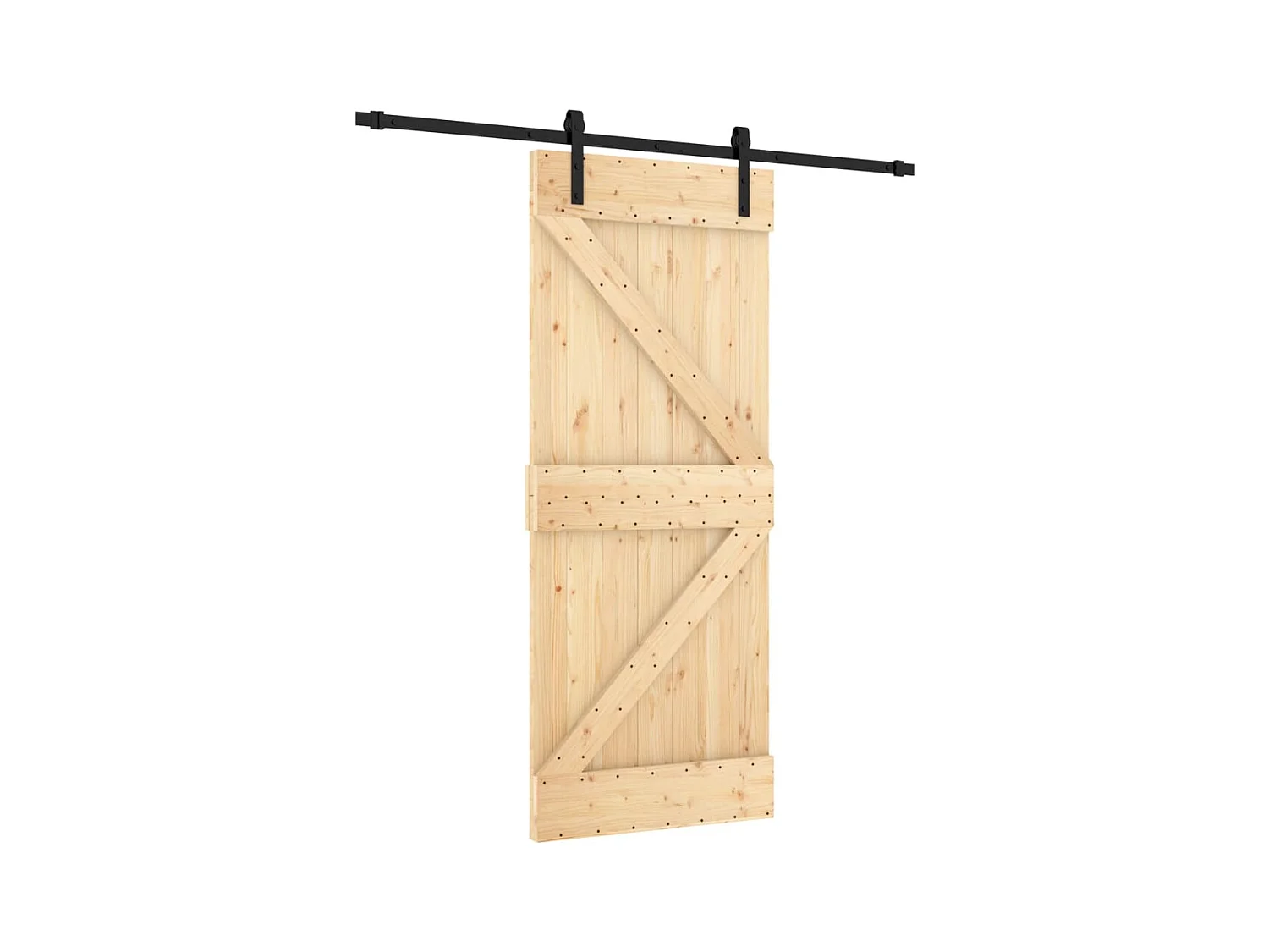 Kit porta scorrevole e ferramenta 85x210 cm in pino massello