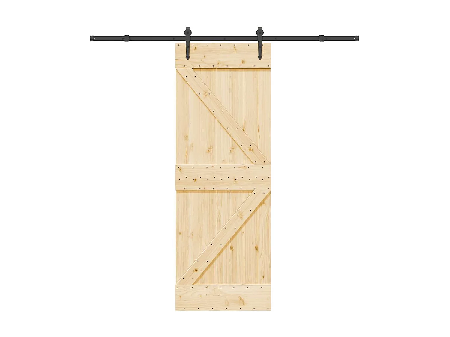 Kit puerta corredera y herrajes 70x210 cm pino macizo