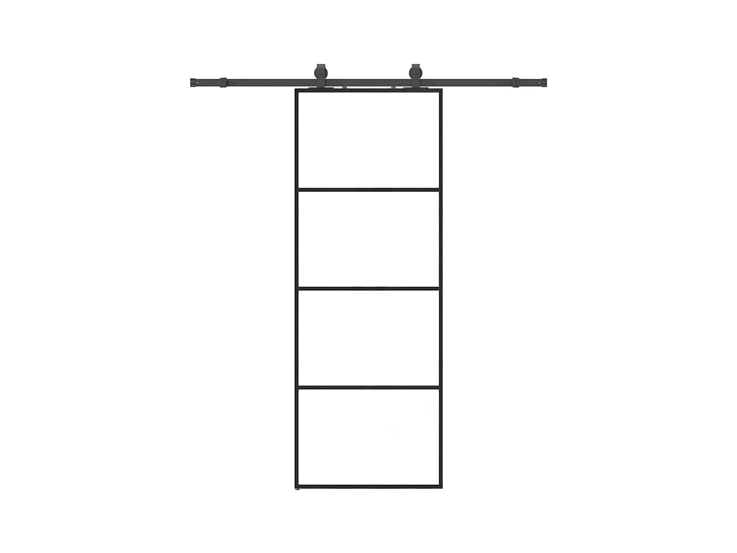Porte coulissante kit de quincaillerie noir 76x205 cm verre ESG