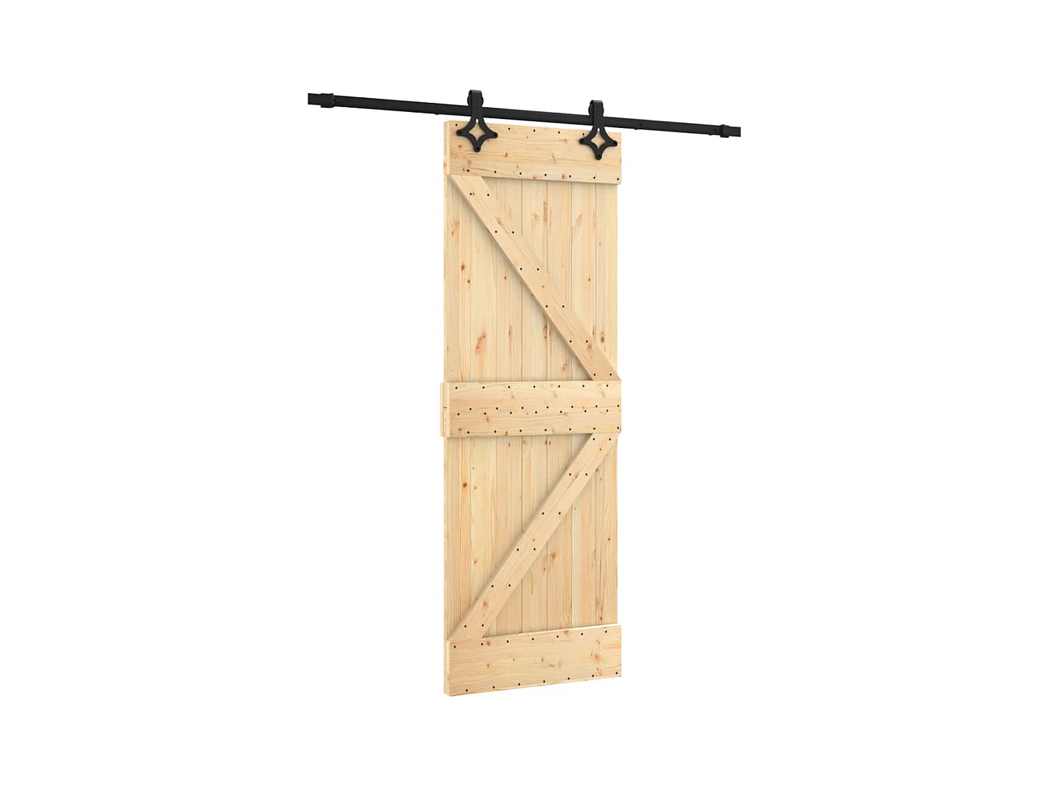Kit porta scorrevole e ferramenta 70x210 cm in pino massello