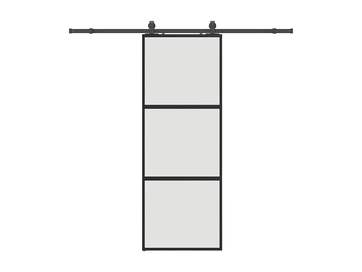 Schiebetürbeschlagsatz schwarz 76x205 cm gehärtetes Glas
