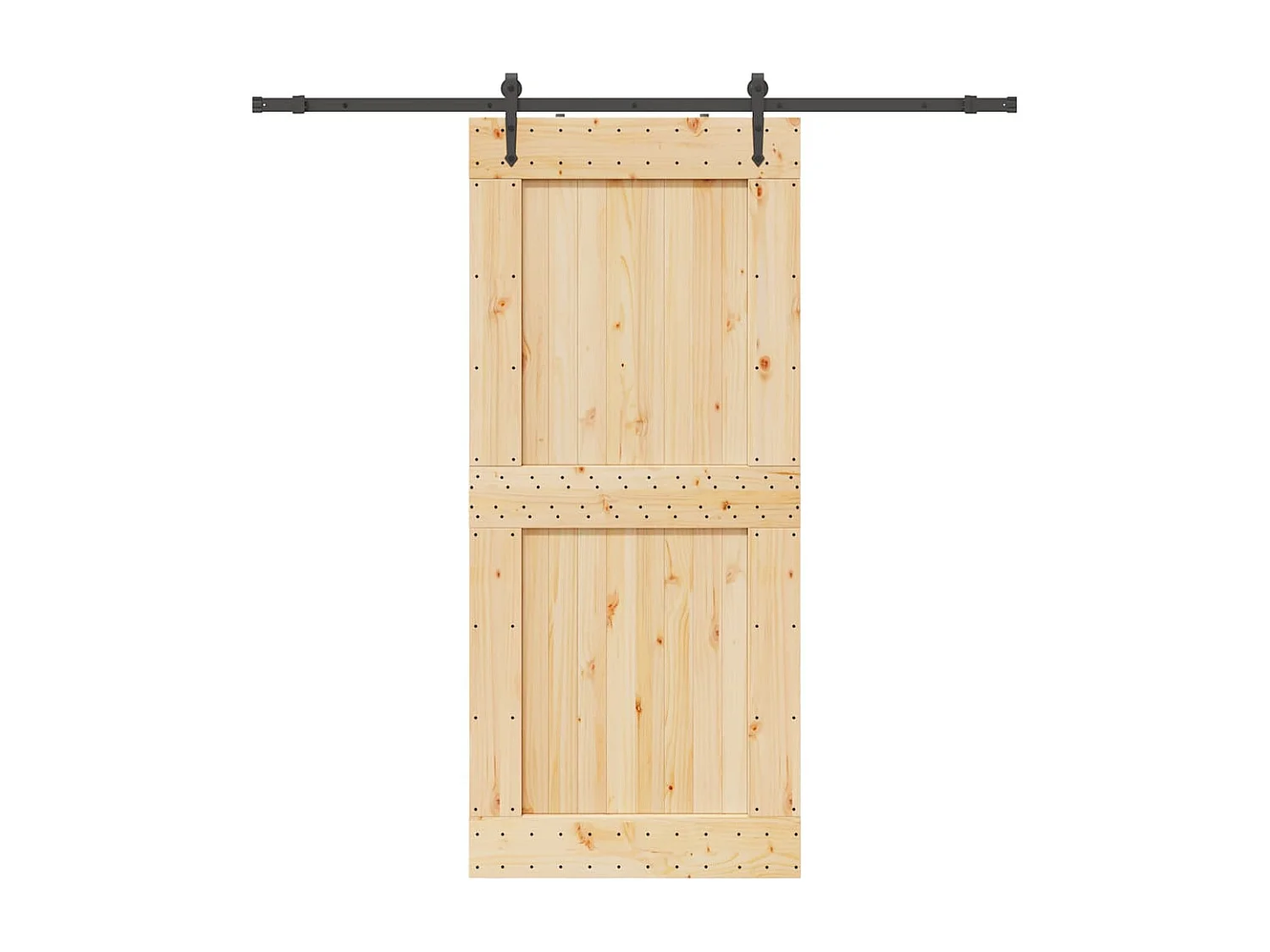 Porte coulissante et kit de quincaillerie 100x210 cm pin massif