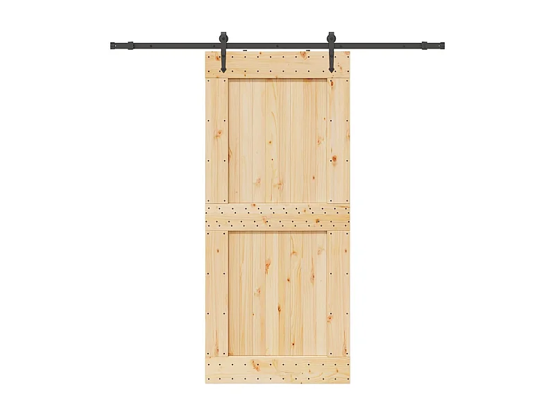 Porte coulissante et kit de quincaillerie 100x210 cm pin massif