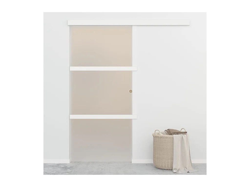 Porte coulissante à butées Verre ESG et aluminium 90x205 cm