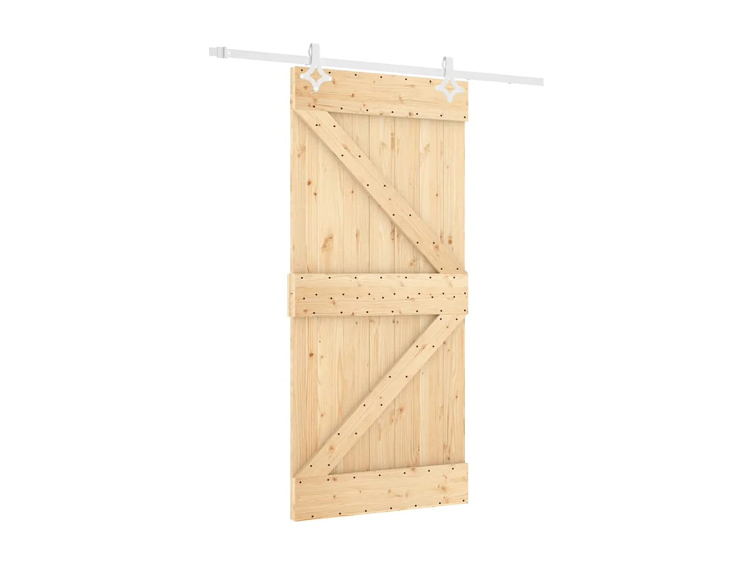 Porte coulissante et kit de quincaillerie 90x210 cm pin massif