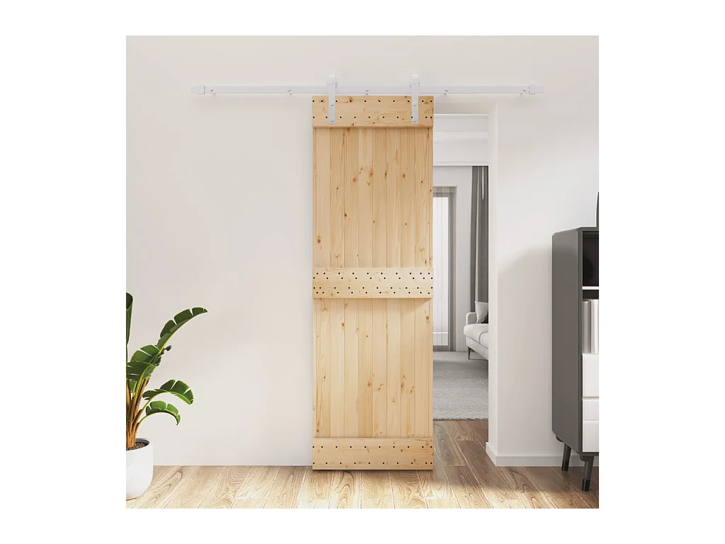 Porte coulissante et kit de quincaillerie 70x210 cm pin massif