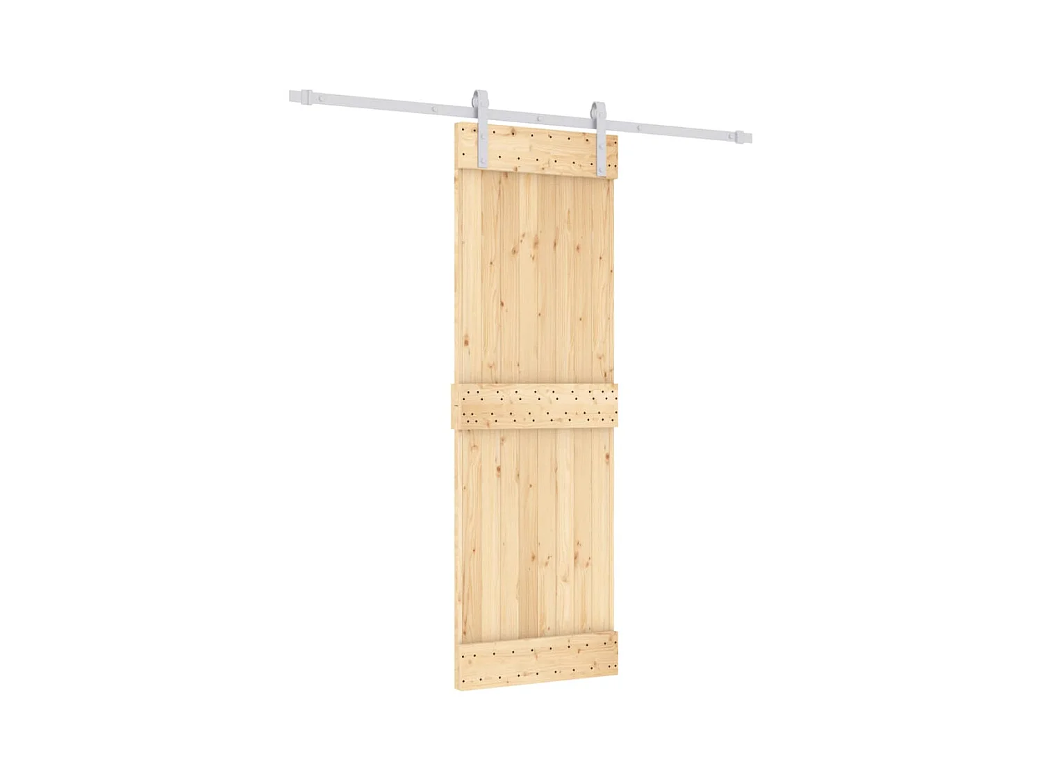 Porte coulissante et kit de quincaillerie 70x210 cm pin massif