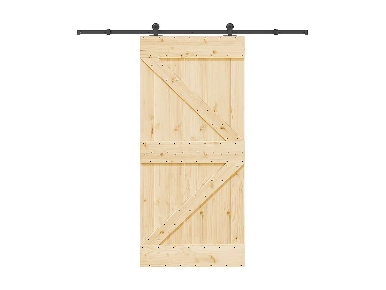 Kit puerta corredera y herrajes 95x210 cm pino macizo