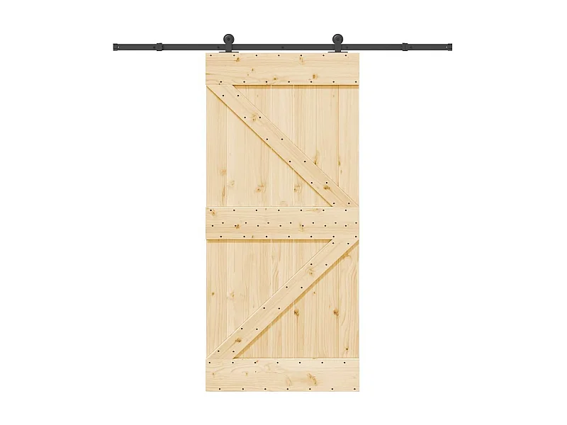 Kit puerta corredera y herrajes 95x210 cm pino macizo