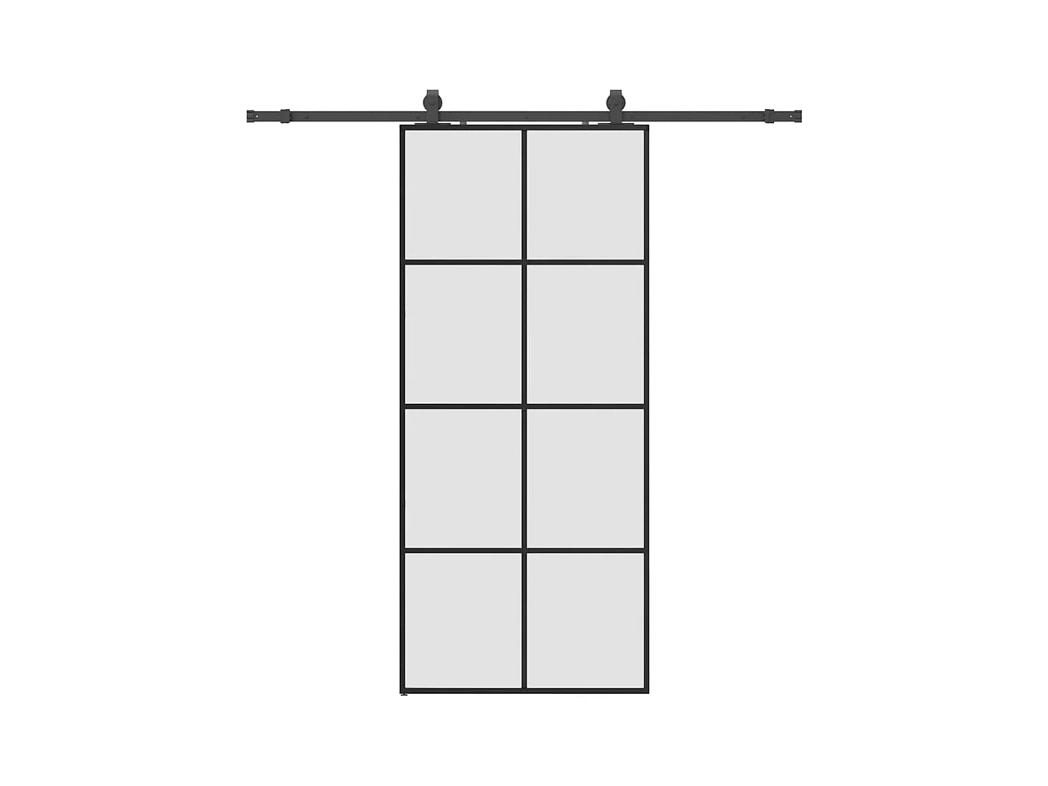 Schiebetürbeschlagsatz schwarz 90x205 cm ESG Glas