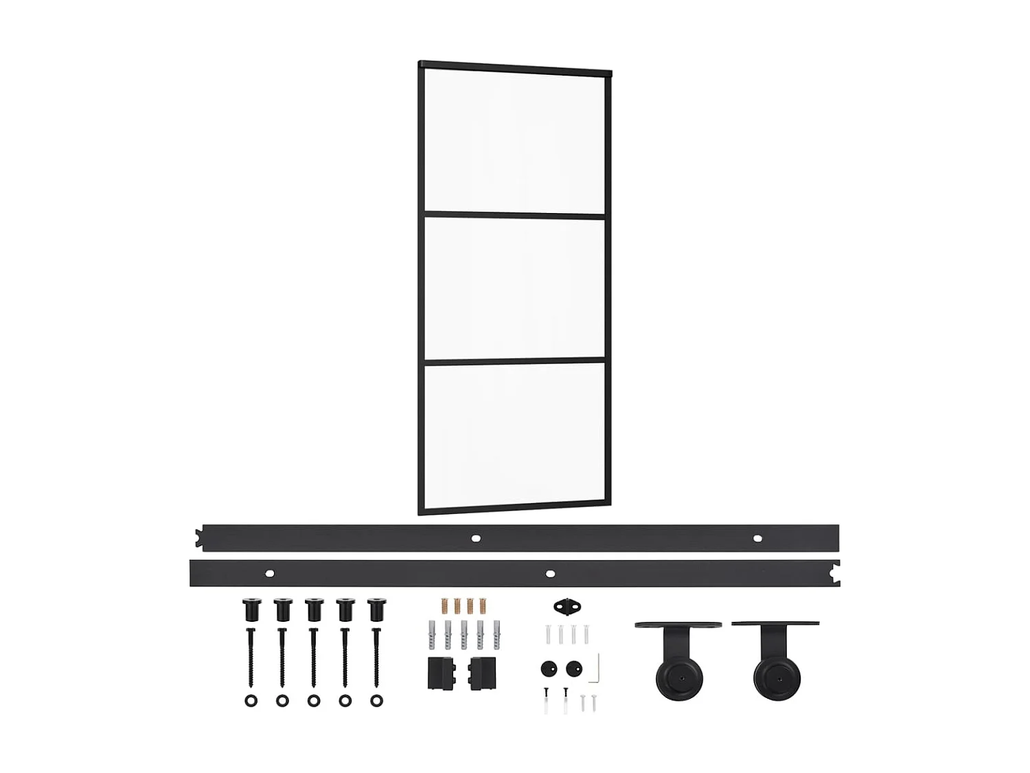 Porte coulissante et quincaillerie Verre et Aluminium 90x205 cm