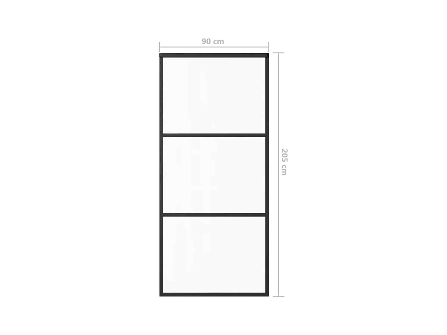Schuifdeur ESG glas en aluminium 90x205 cm Zwart