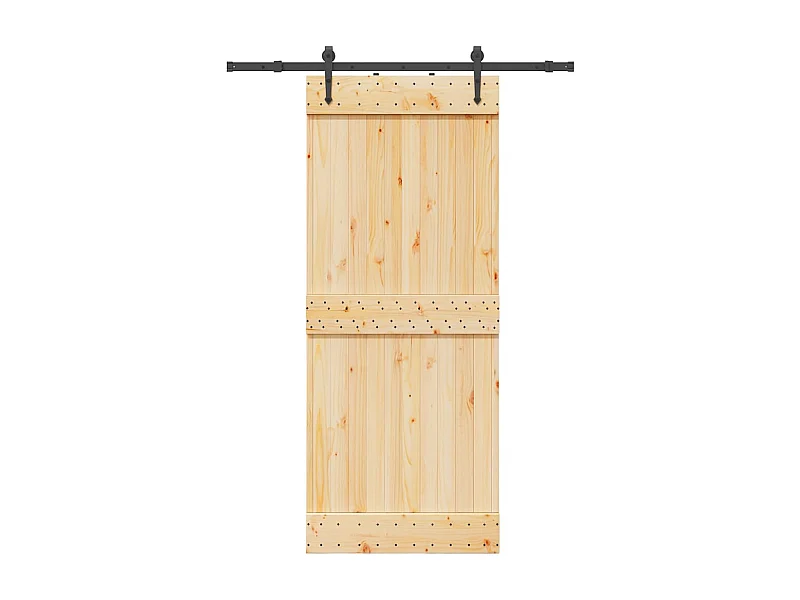 Porte coulissante et kit de quincaillerie 85x210 cm pin massif