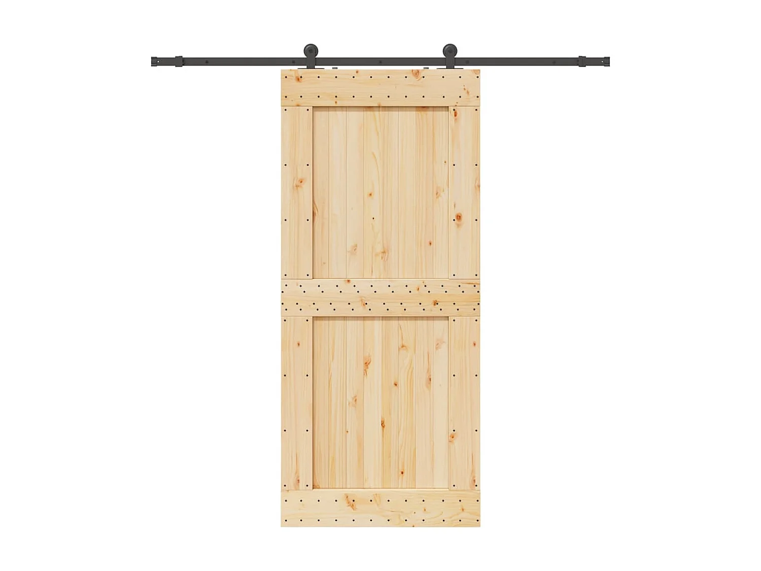 Porte coulissante et kit de quincaillerie 100x210 cm pin massif