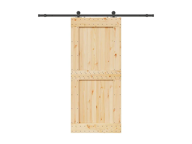 Porte coulissante et kit de quincaillerie 100x210 cm pin massif