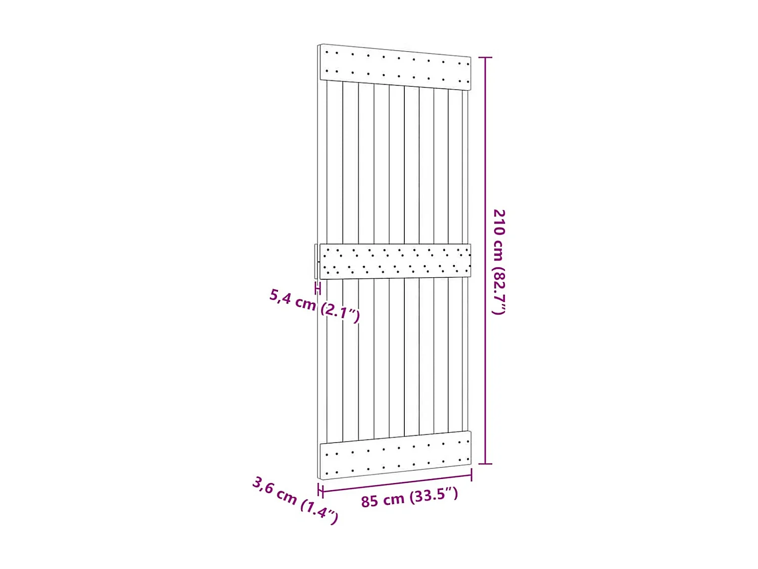 Porte NARVIK 85x210 cm bois massif de pin