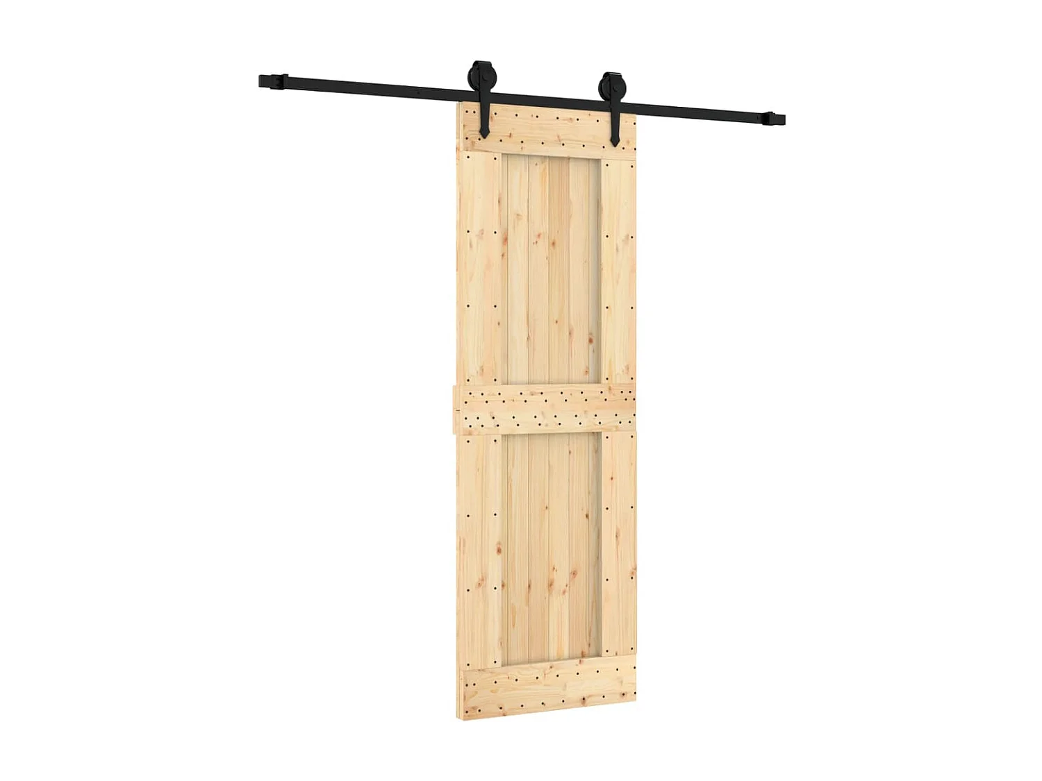 Schuifdeur en beslagset 70x210 cm massief grenen