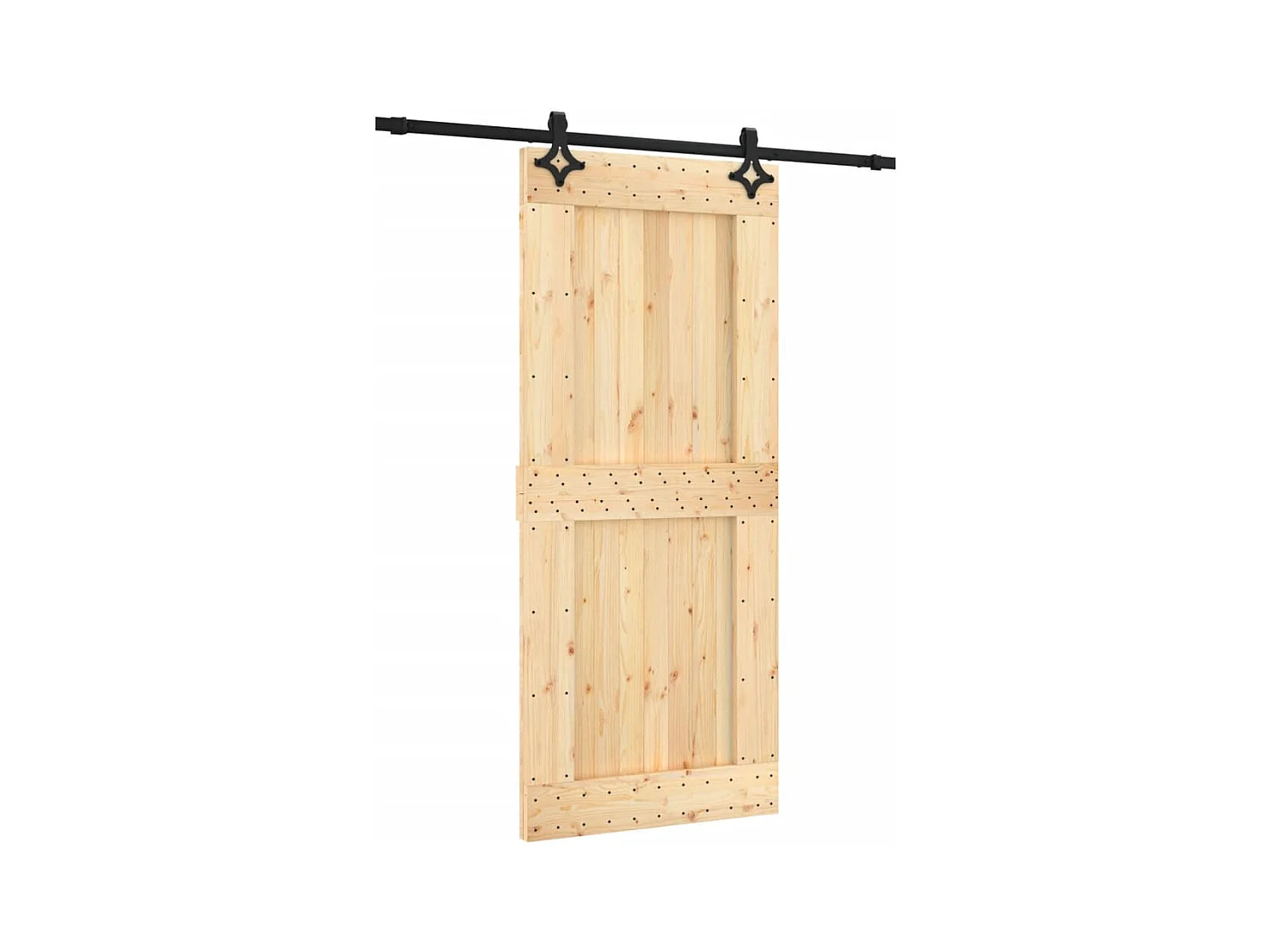 Porte coulissante et kit de quincaillerie 90x210 cm pin massif