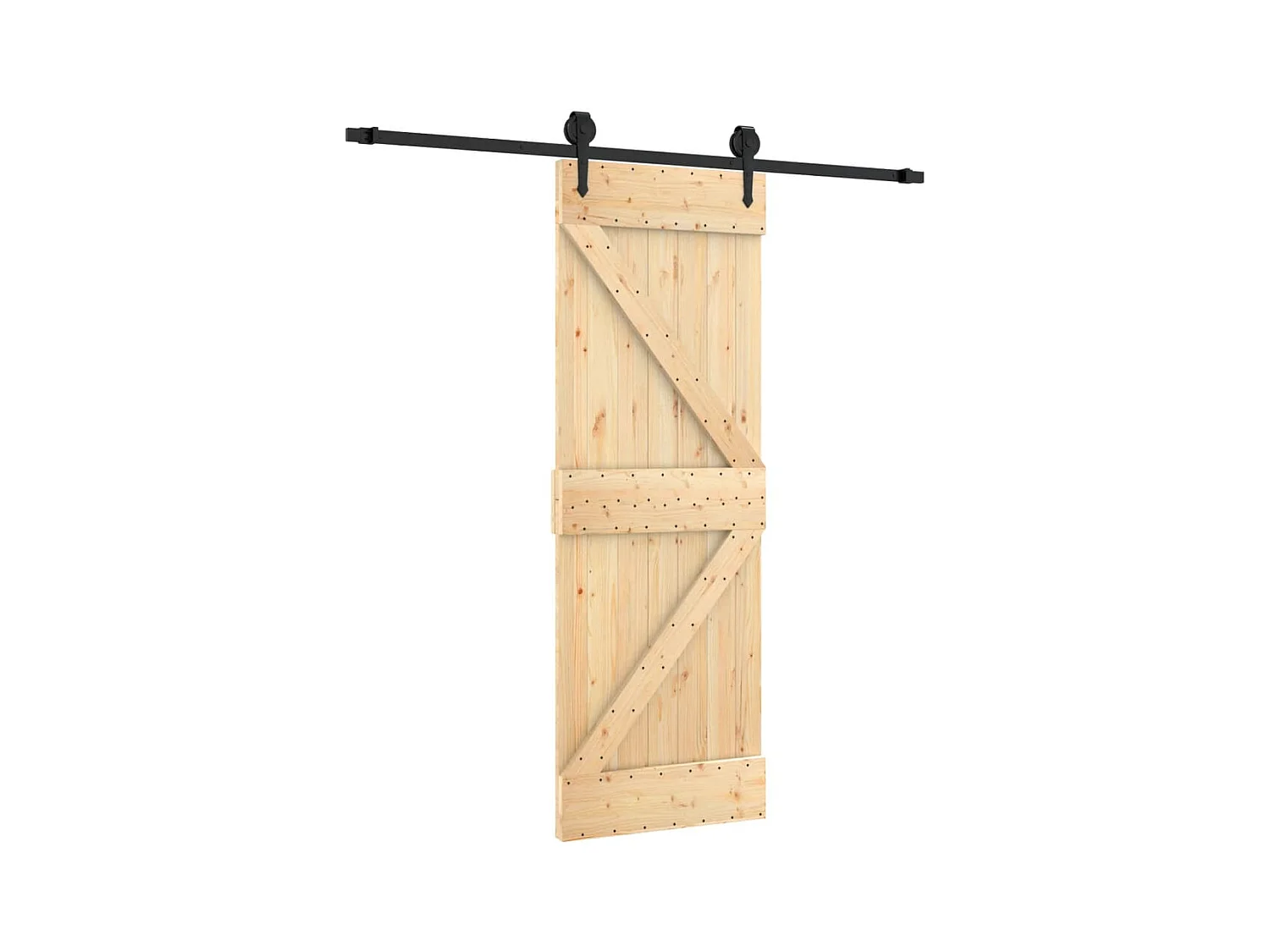 Porte coulissante et kit de quincaillerie 70x210 cm pin massif