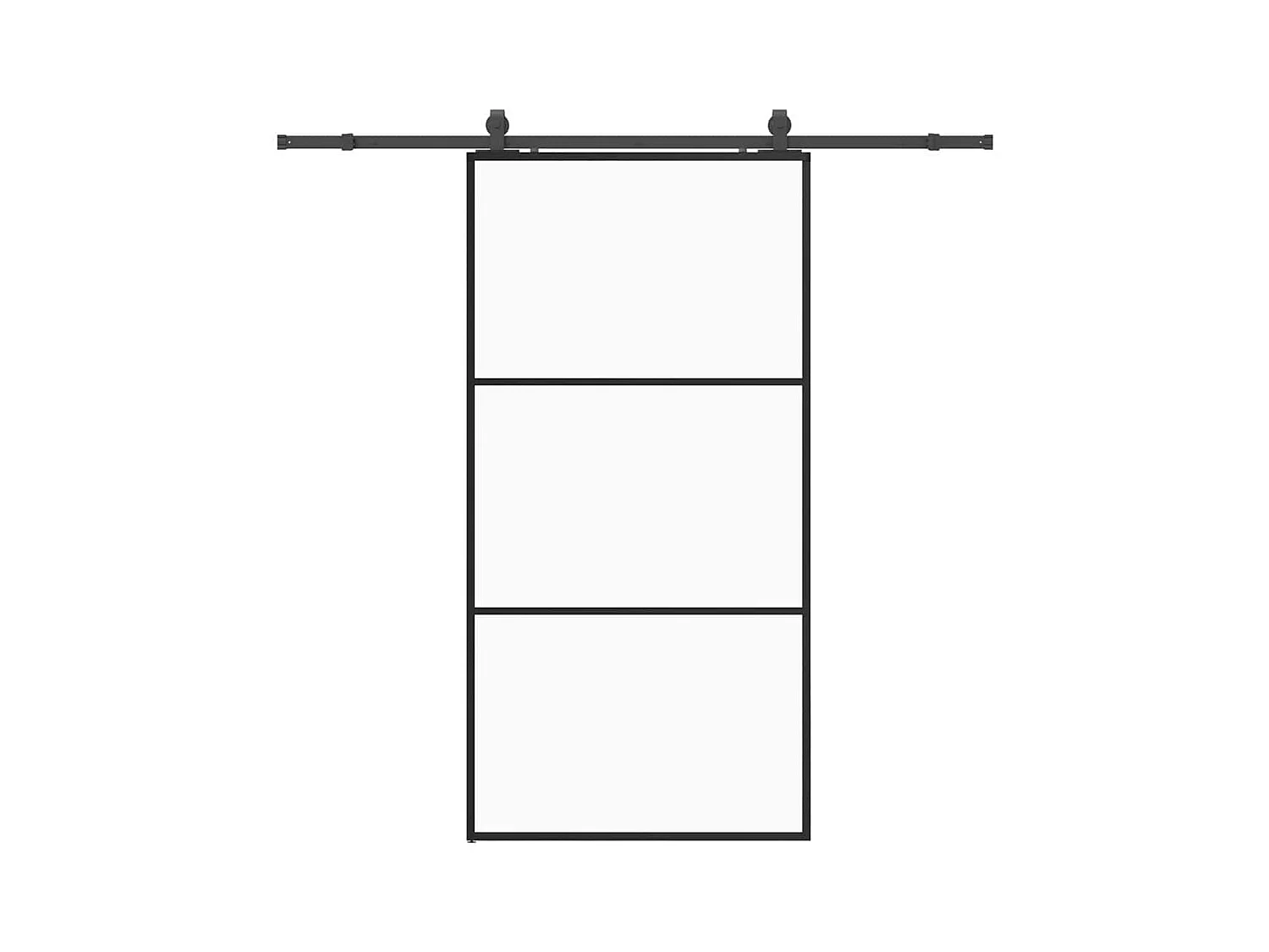 Porte coulissante kit de quincaillerie noir 102x205cm verre ESG