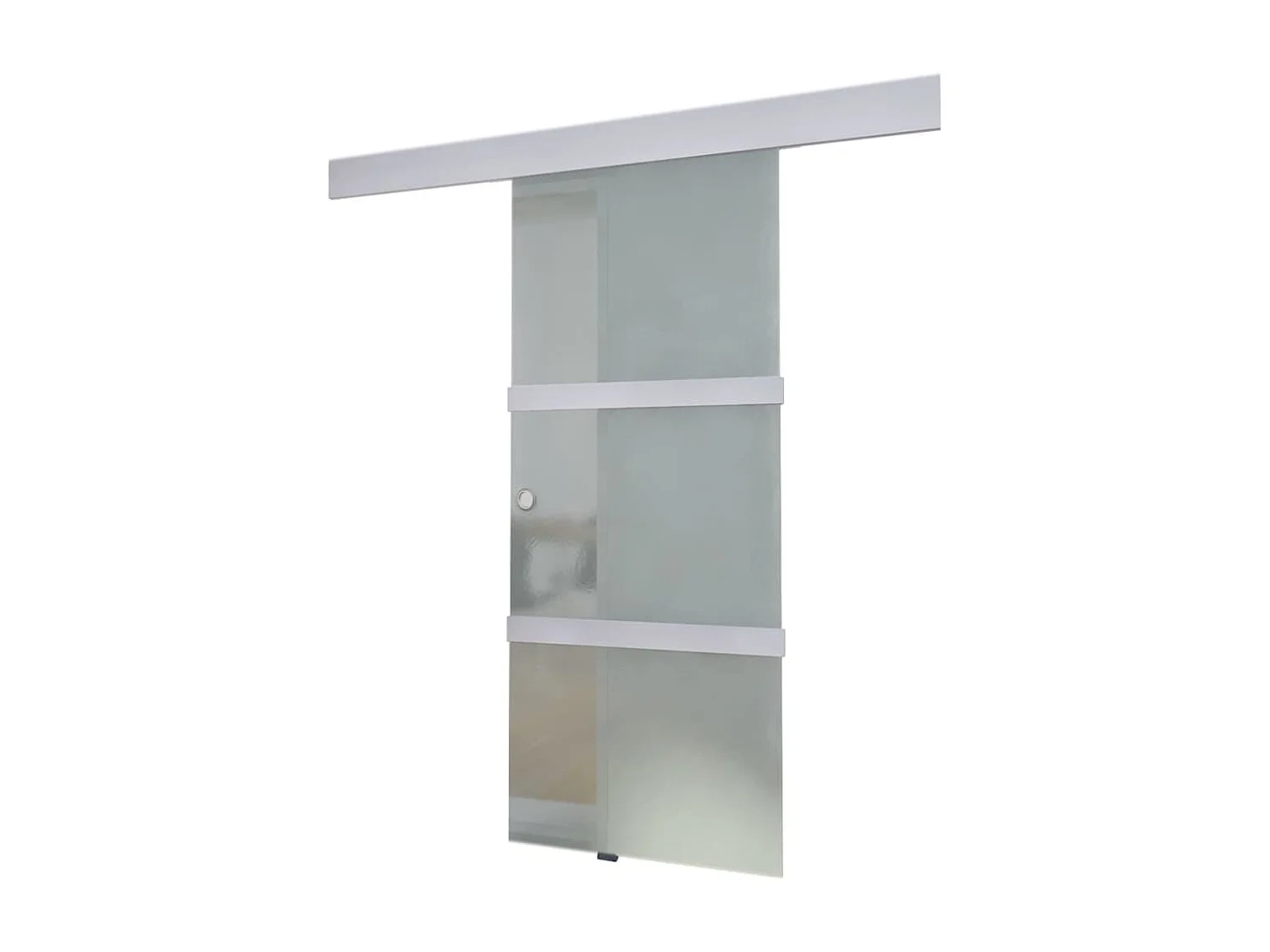 Porta scorrevole in vetro e alluminio 178 cm Argento