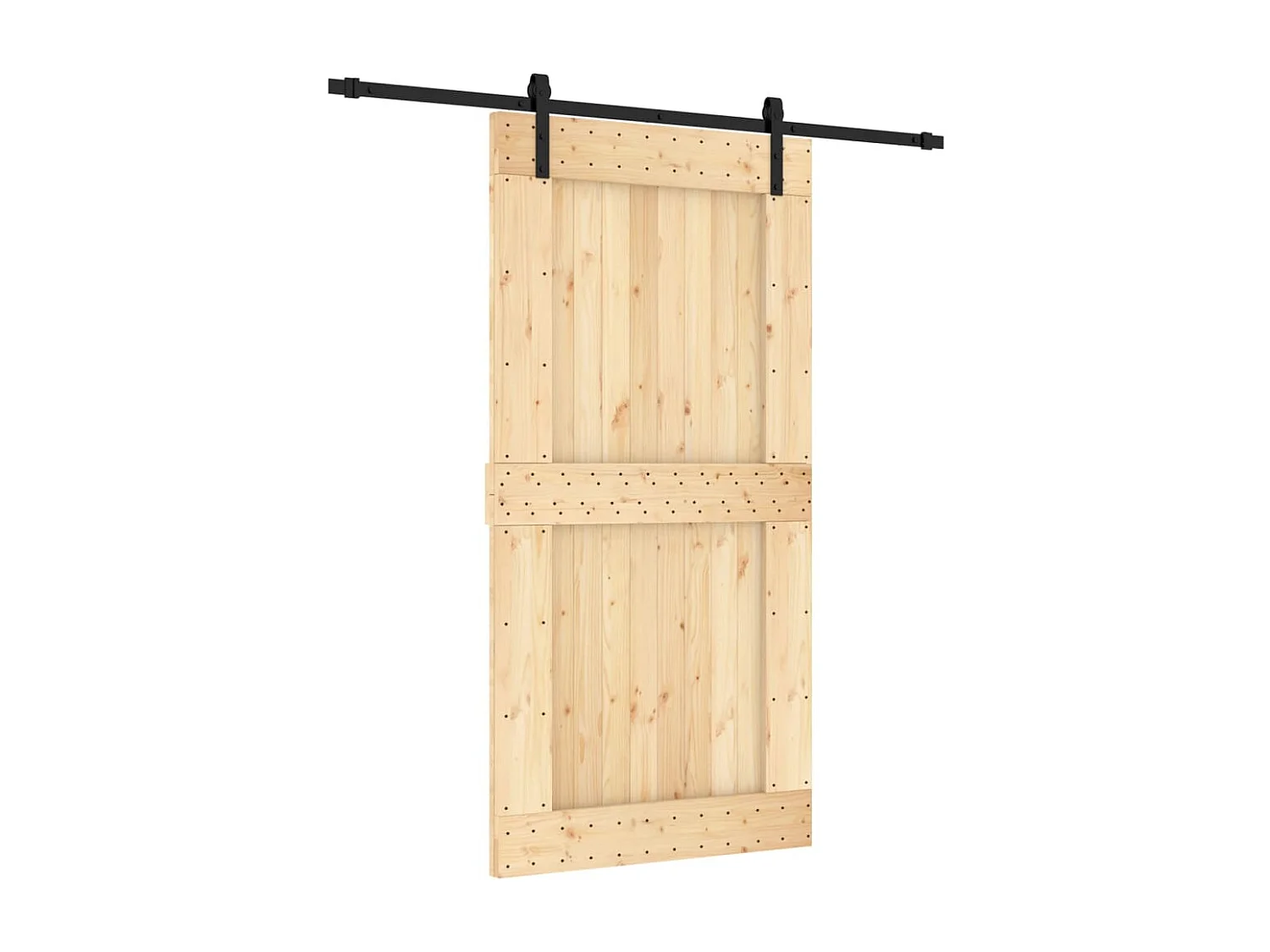 Porte coulissante et kit de quincaillerie 100x210 cm pin massif