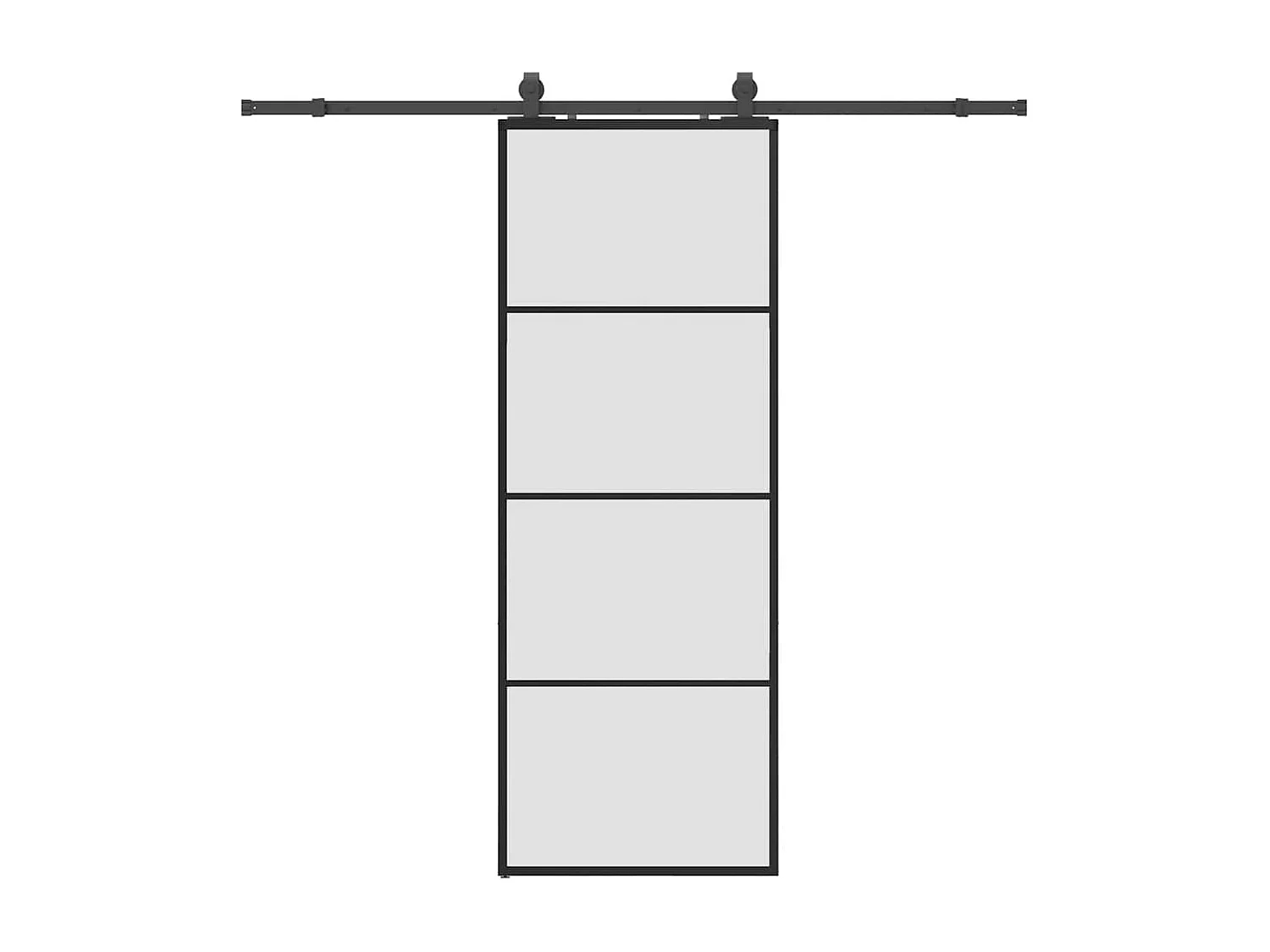 Schiebetürbeschlagsatz schwarz 76x205 cm ESG Glas