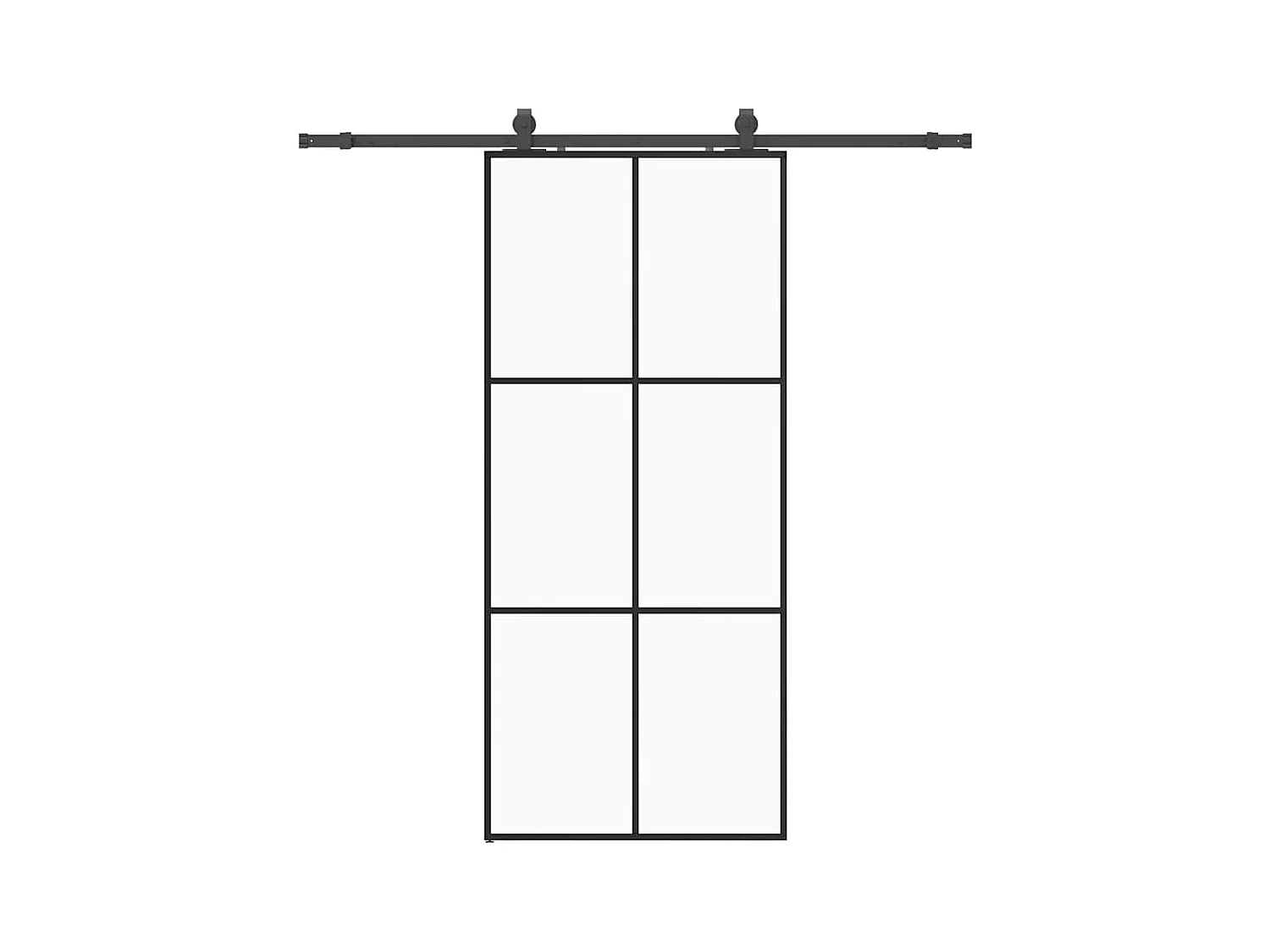 Porte coulissante kit de quincaillerie noir 90x205 cm verre ESG