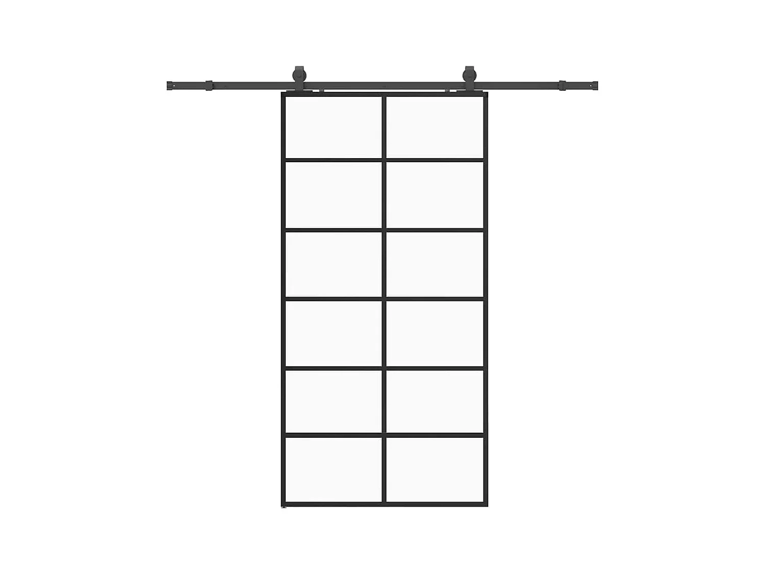 Schuifdeurbeslagset zwart 102x205cm ESG-glas