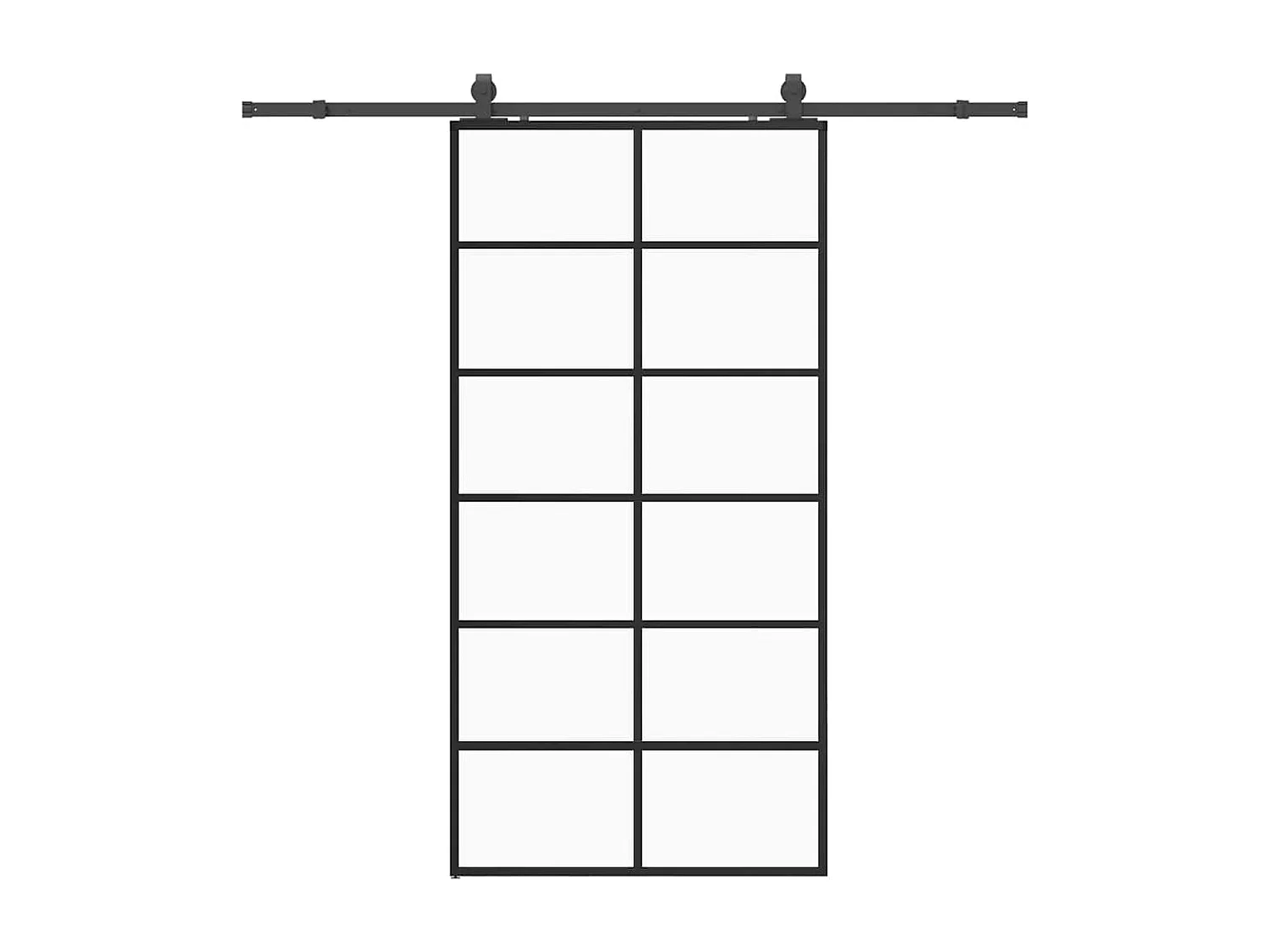 Porte coulissante kit de quincaillerie noir 102x205cm verre ESG
