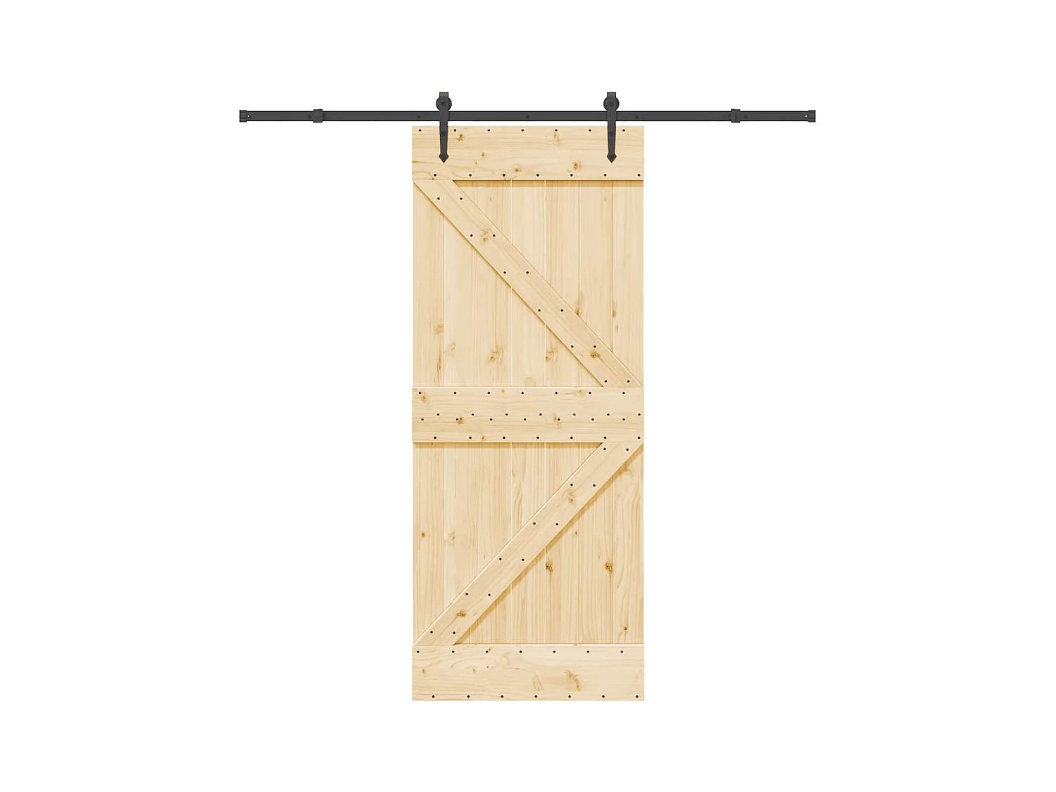 Porte coulissante et kit de quincaillerie 85x210 cm pin massif
