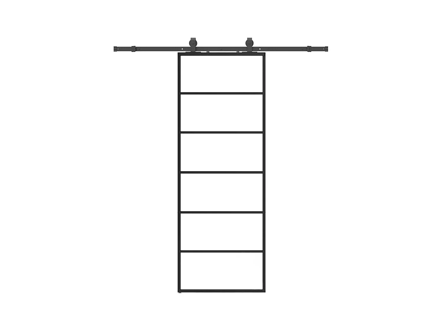 Porte coulissante kit de quincaillerie noir 76x205 cm verre ESG